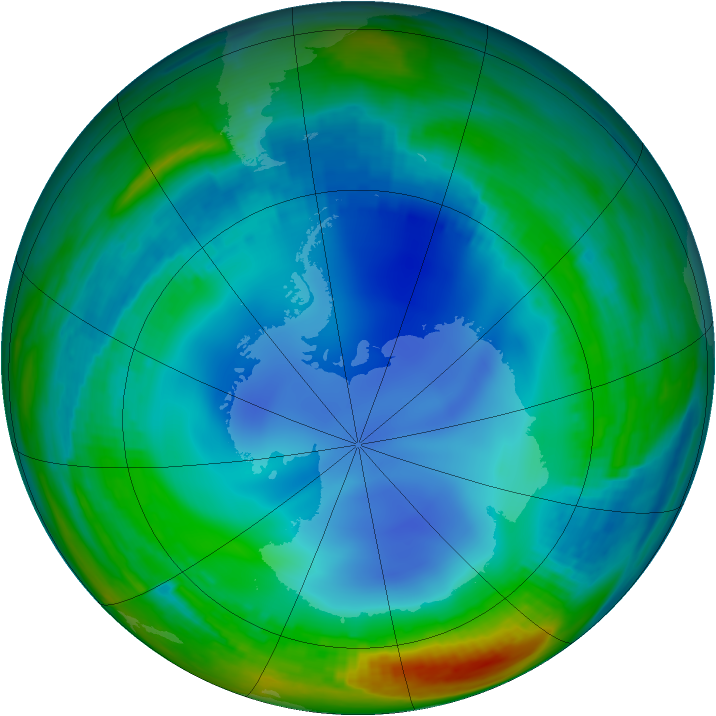 Antarctic ozone map for 16 July 2000